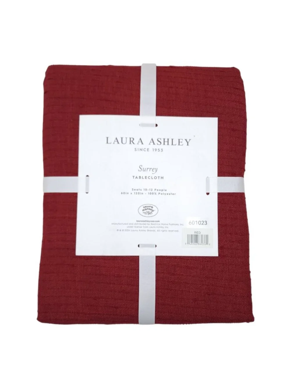 Laura Ashley Surrey Red Tablecloth 60x120 Inches Seats 10-12 Polyester Textured